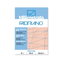 Blocco carta millimetrata Fabriano - 10 fogli - 80 g formato 23x33 cm 19100663- conf. 25