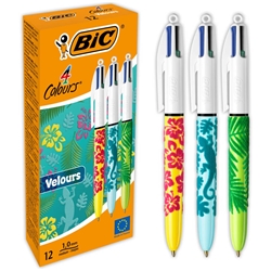 Penna a sfera a scatto BIC 4 Colours Velours M 1 mm - conf. 12