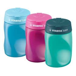 Temperamatite a 3 fori Stabilo Easy con serbatoio per mancini - conf. 3