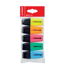 Evidenziatori Stabilo Boss Mini - colori assortiti - blister da 5 - conf. 5