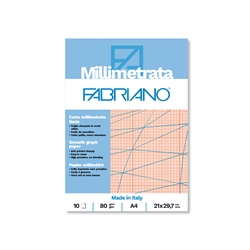 Blocco carta millimetrata Fabriano 10 fogli - 80 g formato A4 - 19100662- conf. 25