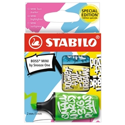 Astuccio 3 evidenziatori Stabilo Boss Mini by Snooze One - colori assortiti verde, blu e giallo - 07/03-61- conf. 3