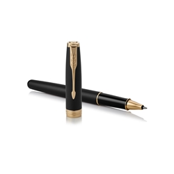 Penna roller Parker Sonnet punta F inchiostro nero Parker Matte Black GT 1931518