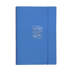 Image of Agenda settimanale spiralata 2026 Biembi cuoio rigenerato 9x14 cm blu031
