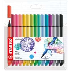 Pennarello Stabilo Point Max fineliner - punta nylon - colori assortiti - astuccio da 15 - conf. 15