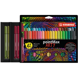 Pennarello Stabilo Point Max fineliner - punta nylon - colori assortiti - astuccio da 42 - conf. 42