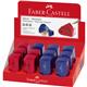 Temperamatite 1 foro Faber-Castell Sleeve con serbatoio - colore rosso/blu - 182711- conf. 12