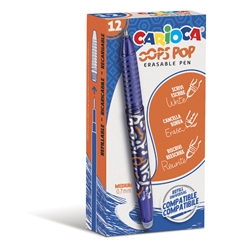 Penna cancellabile Carioca Oops Pop punta media 0,7 mm - conf. 12
