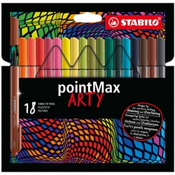 Pennarello Stabilo Point Max fineliner - punta nylon - colori assortiti - astuccio da 18 - conf. 18